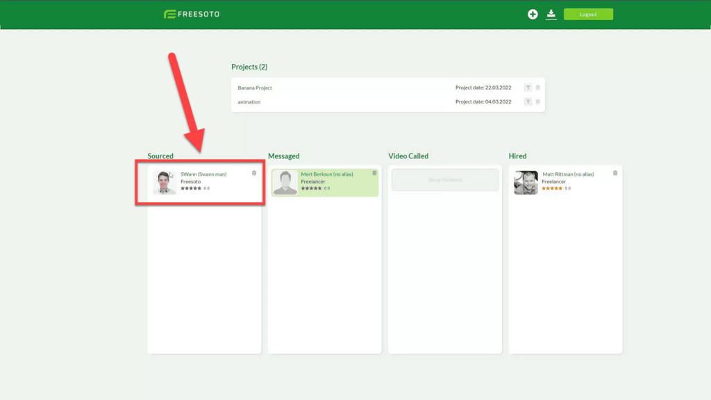 Clicking a Freelancer Card in Freesoto Clickable Freelancer Card for opening Freelancer Detail page in Freesoto