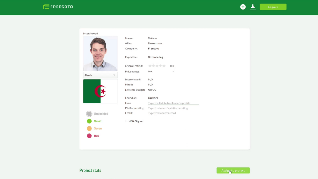 Fressoto's Freelancer Detail Page Freelancer Detail page with details about freelancer in Freesoto