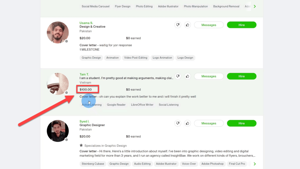 Freelancer suggested Project price on Upwork