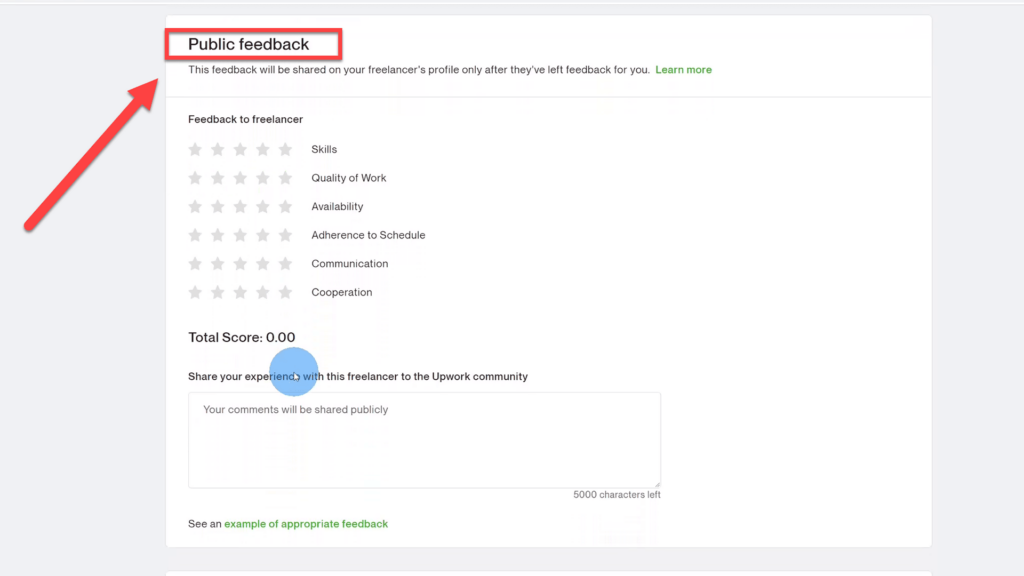 Public Feedback Page to Freelancer on Upwork