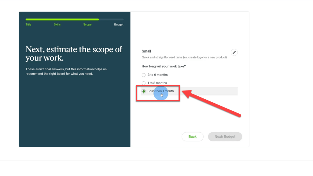 Scope and length to select for Upwork project