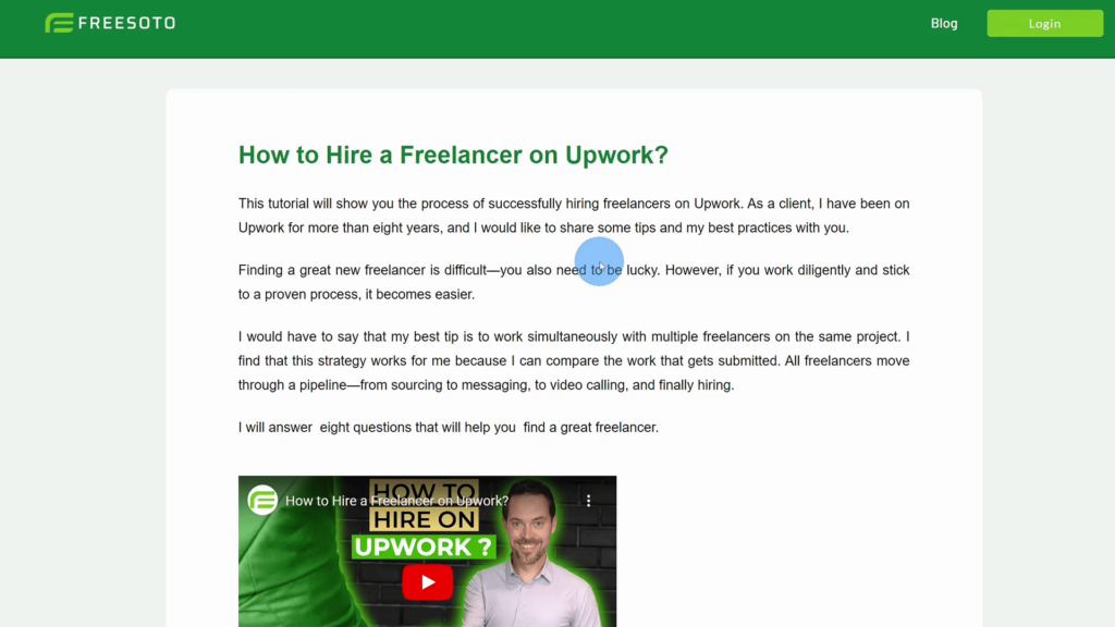 How to hire on Upwork Blogpost on Freesoto Blogpost on How to hire on Upwork on the Freesoto Blog
