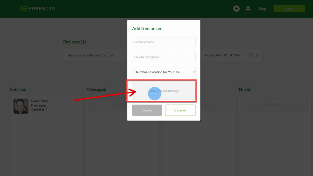 Image Upload on Freesoto Image Upload in the add freelancer window on Freesoto