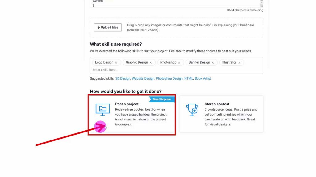 Post a Project Button 2 on Freelancer.com Post a project button in the middle of the project-creation-page on freelancer.com