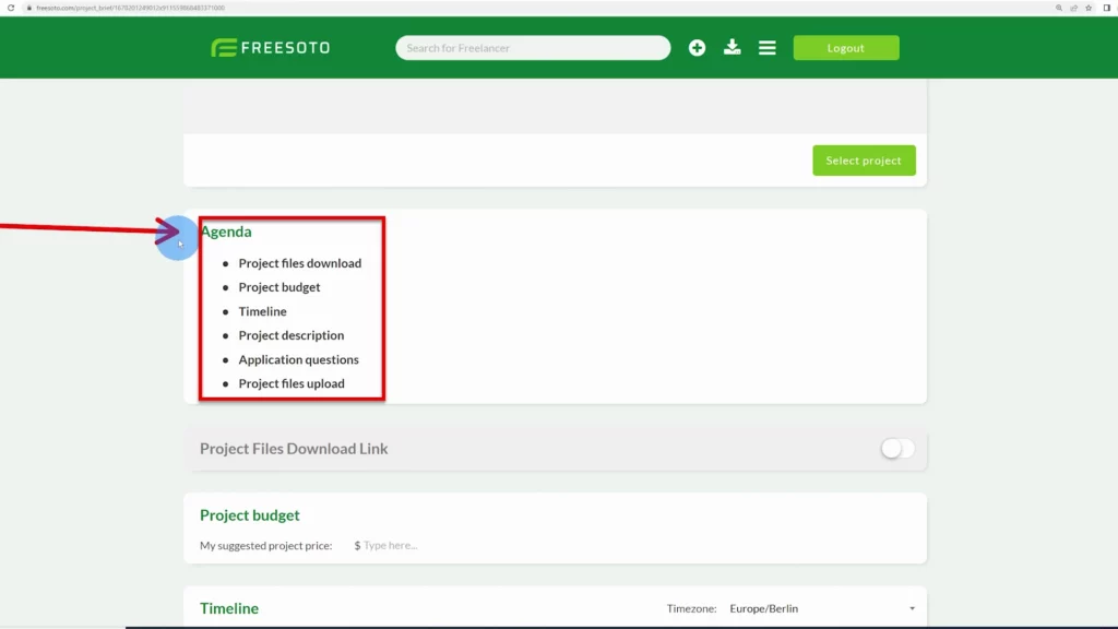 Agenda or Table of Contents Agenda or Table of Contents displays shortcuts to different sections of Freesoto 4.0