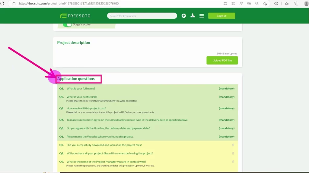 Application questions filter out freelancers Application questions help you screen freelancers