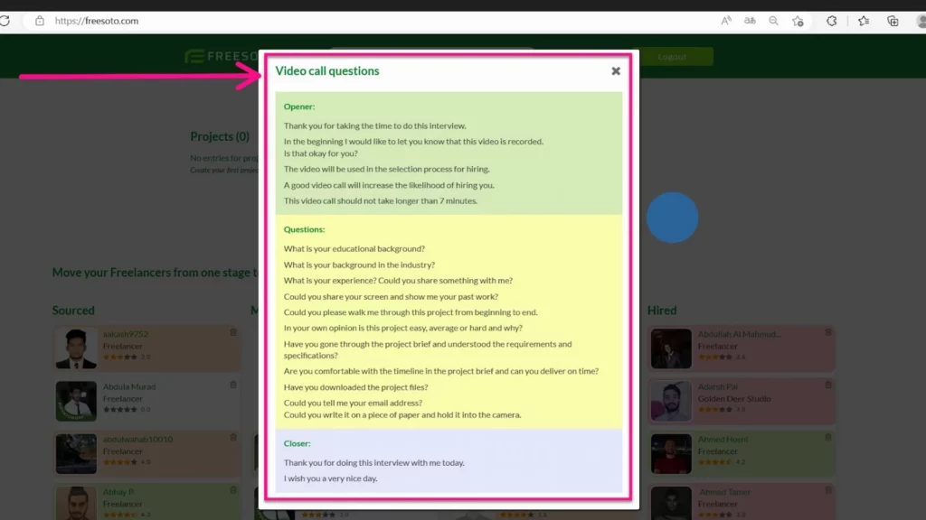 Click question marks to get video call conversation suggestions When clicked, question marks provide suggestions for conversation starters in video calls