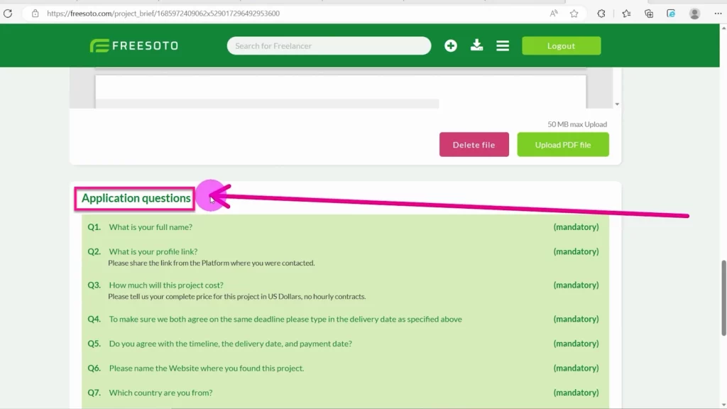 Application questions for freelancers to answer Application questions provide questions to help you screen freelancers