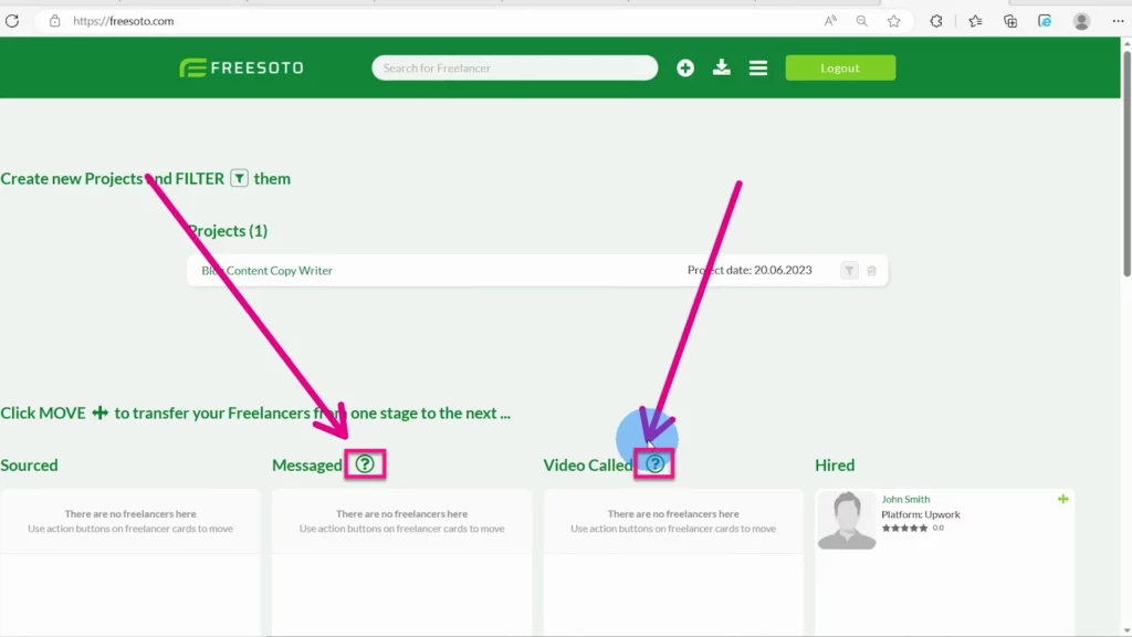 Click question marks for conversation starters Messaged and Video-called stage have small question marks that contain conversation suggestions