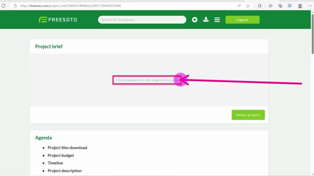 Click to upload a title image for your project A place in the project brief where you can click and upload a nice header image for your project