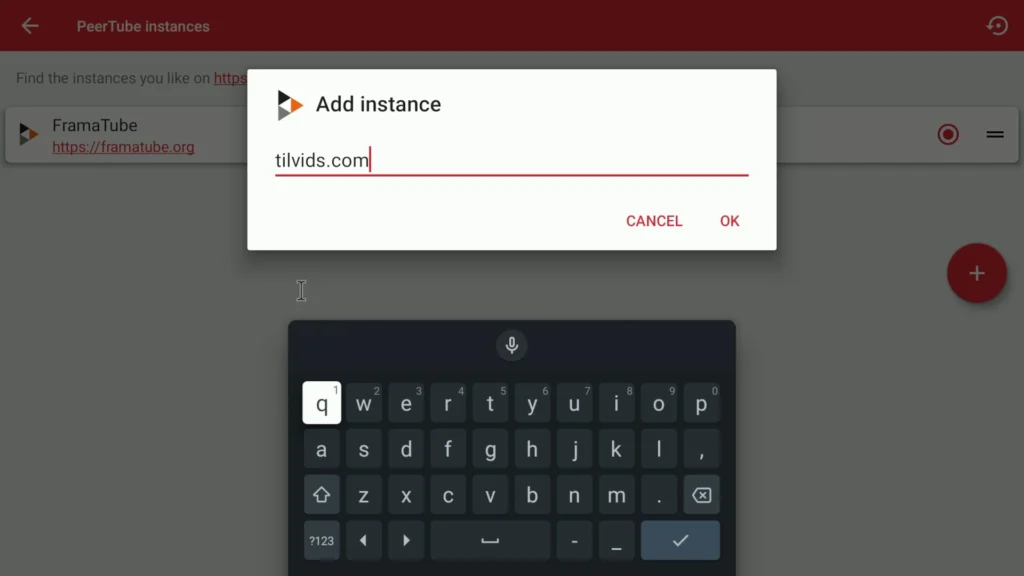 Add Instance Window to Type the Website Address Typing the website's address into the opened Add instance window