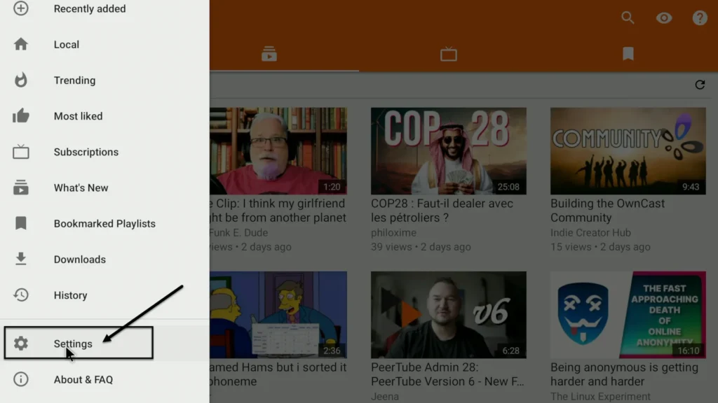 Choose the Settings from the Menu Settings button at the bottom of a menu opened by clicking the burger button on What's New page