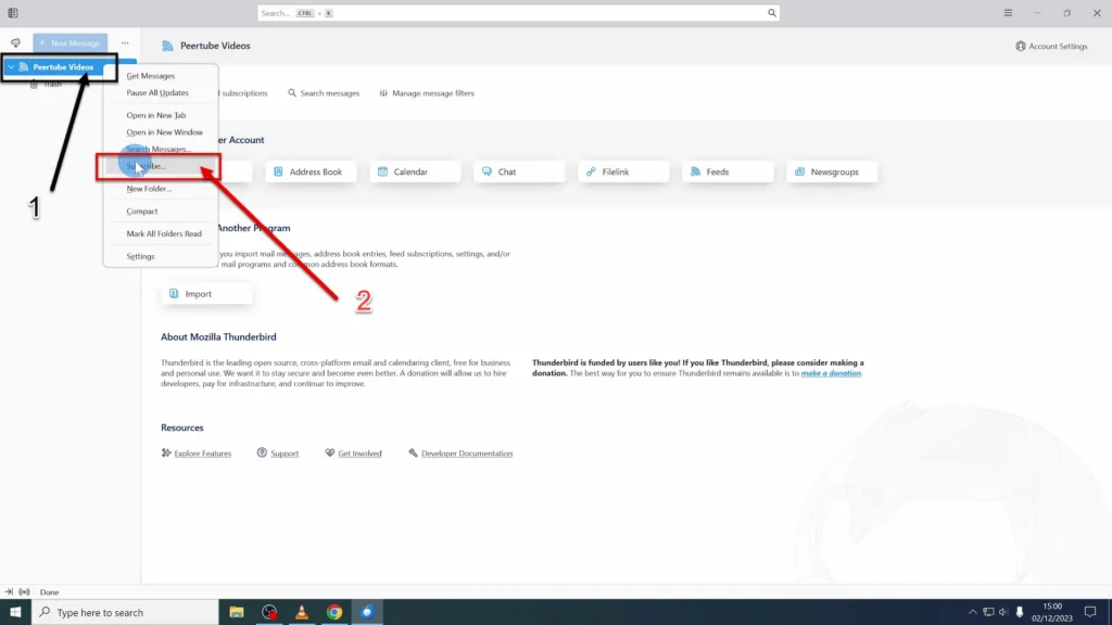 Subscribing to the New Account Subscribing to the new account by clicking Subscribe button from the dropdown menu opened by clicking the new account name at the top left corner