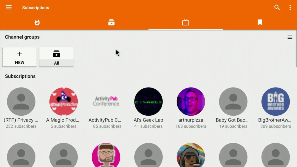 What's New Tab on Subscriptions Page What's New tab on Subscriptions page of PeerTube that shows the latest videos